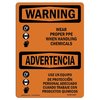 Signmission OSHA WARNING Sign, Wear PPE Handling Chemical Bilingual, 24in X 18in Decal, 24" W, 18" H, Landscape OS-WS-D-1824-L-12928